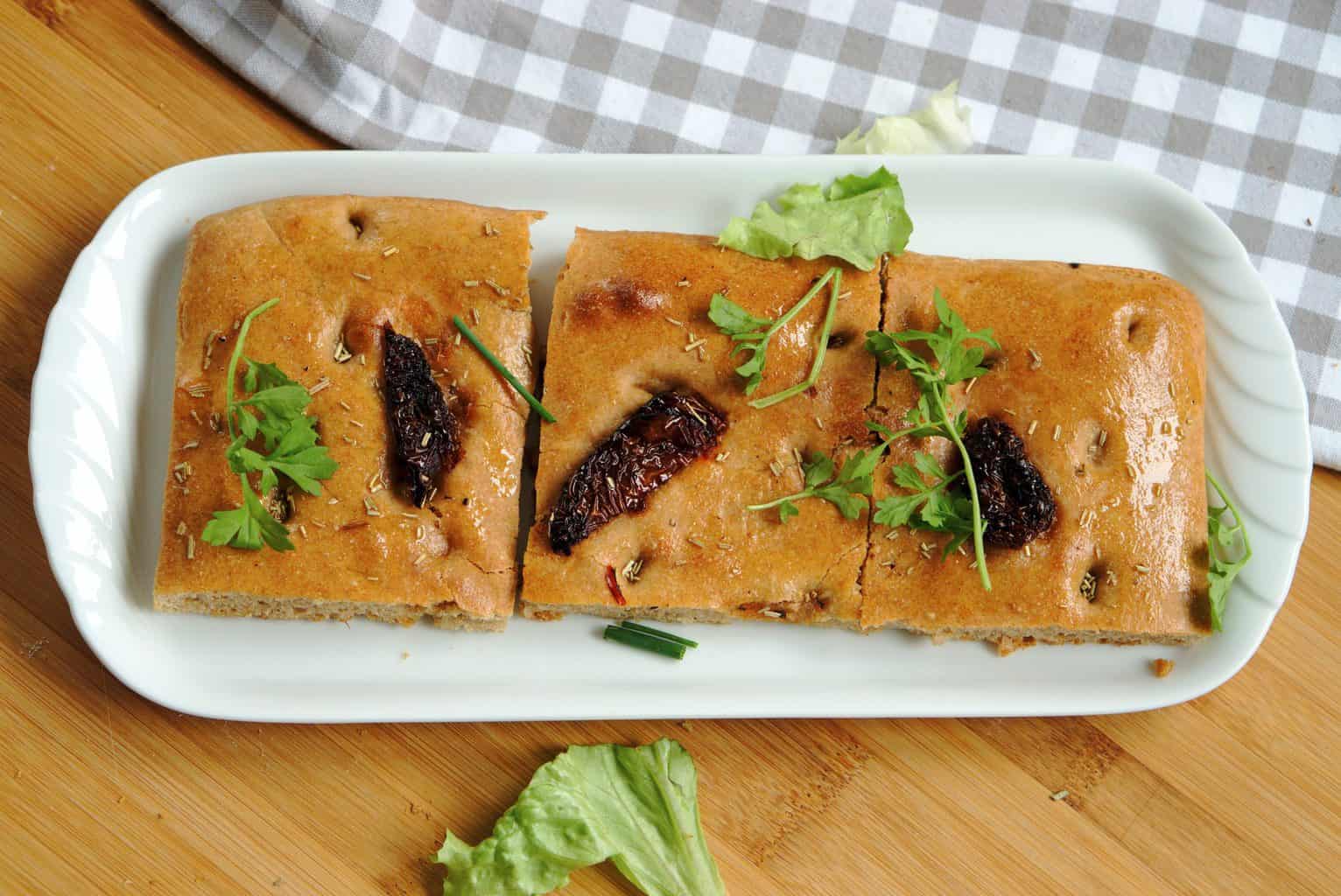 Easy Spelt Sourdough Tomato Focaccia