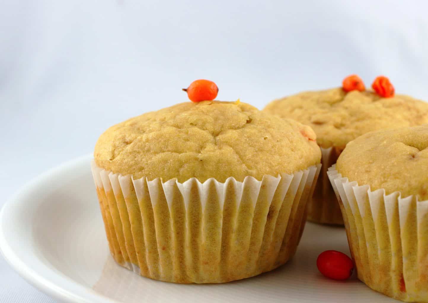 Eggless Sea Buckthorn Muffins