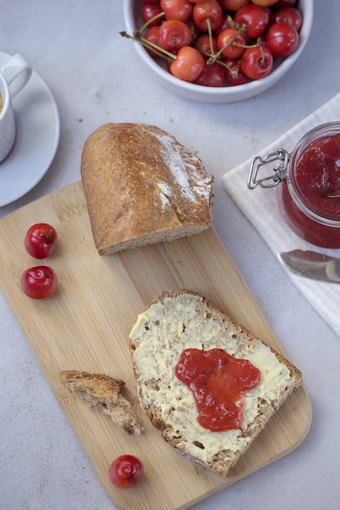 Cherry Jam on Sourdough Bread